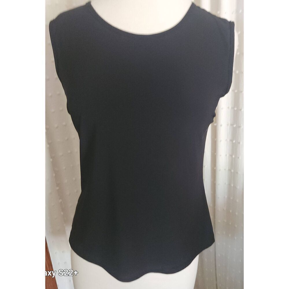 E68 Artex Fashions black dressy tank wrinkle-free top